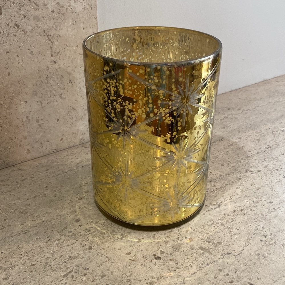 West Elm Distressed Gold Starburst Mercury Glass Candle Holder - Picture 6 of 8